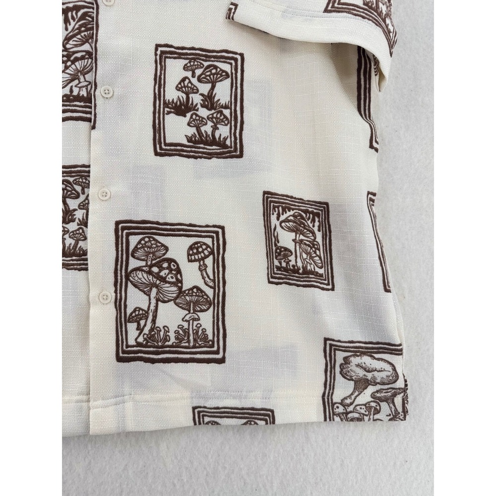 Malibu By Drill Clothing Co Mushroom Botanical Print -‎ Cream Brown - L - Men - Picture 4 of 7